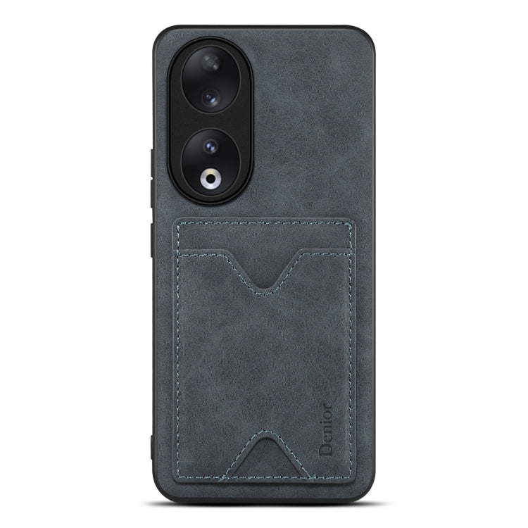 For Honor 90 Denior PU Back Cover Card Slot Holder Phone Case(Grey) by Denior
