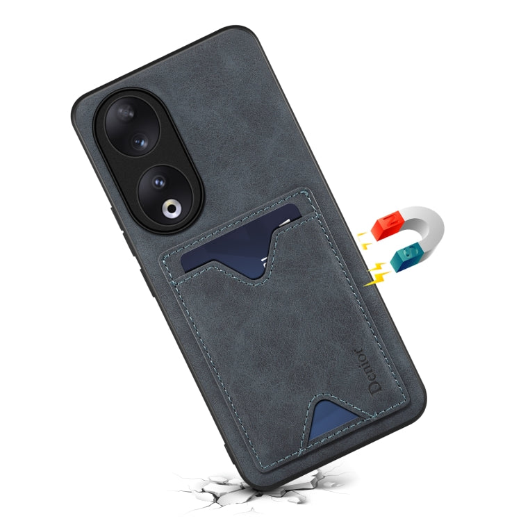 For Honor 90 Denior PU Back Cover Card Slot Holder Phone Case(Grey) by Denior
