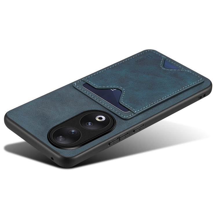 For Honor 90 Denior PU Back Cover Card Slot Holder Phone Case(Blue) by Denior