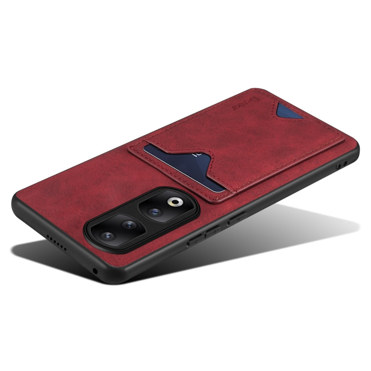 For Honor 90 Pro Denior PU Back Cover Card Slot Holder Phone Case(Red) by Denior