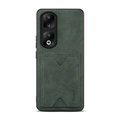 For Honor 90 Pro Denior PU Back Cover Card Slot Holder Phone Case(Green) by Denior