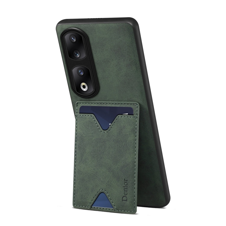 For Honor 90 Pro Denior PU Back Cover Card Slot Holder Phone Case(Green) by Denior
