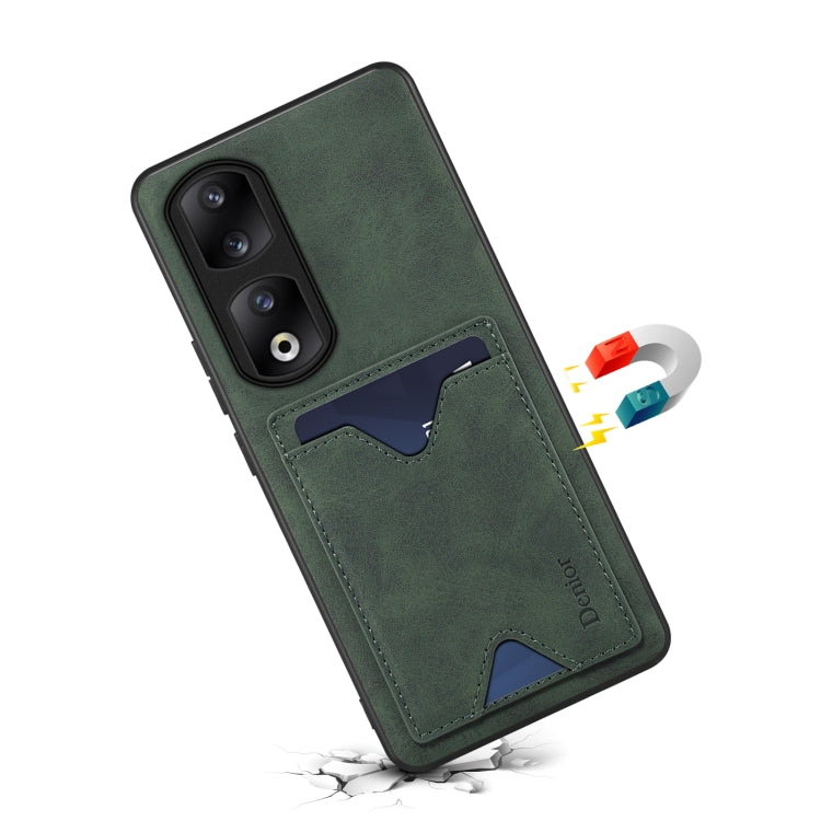 For Honor 90 Pro Denior PU Back Cover Card Slot Holder Phone Case(Green) by Denior
