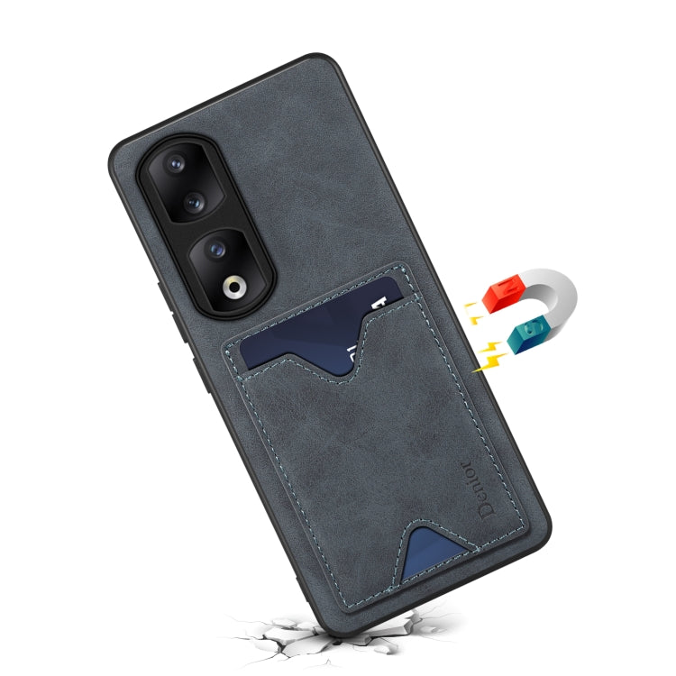 For Honor 90 Pro Denior PU Back Cover Card Slot Holder Phone Case(Grey) by Denior