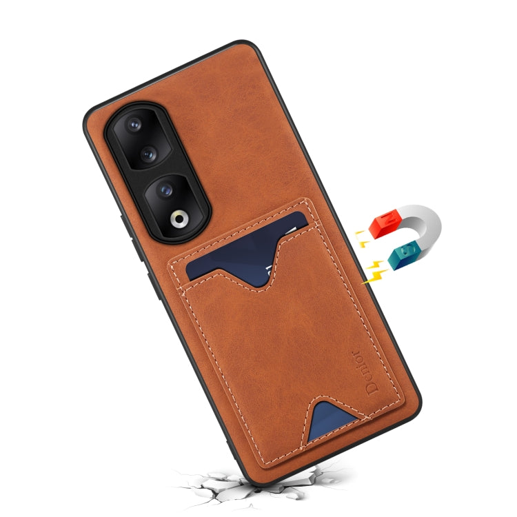 For Honor 90 Pro Denior PU Back Cover Card Slot Holder Phone Case(Brown) by Denior