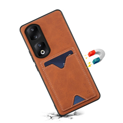 For Honor 90 Pro Denior PU Back Cover Card Slot Holder Phone Case(Brown) by Denior