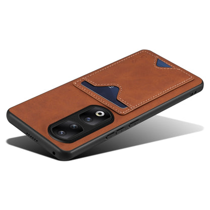 For Honor 90 Pro Denior PU Back Cover Card Slot Holder Phone Case(Brown) by Denior