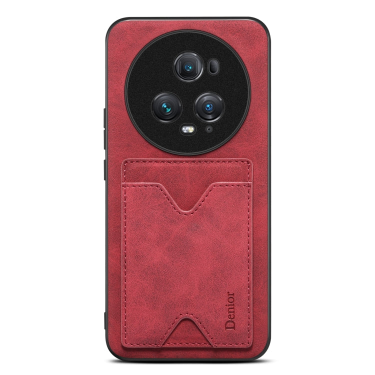 For Honor Magic5 Ultimate Denior PU Back Cover Card Slot Holder Phone Case(Red) by Denior