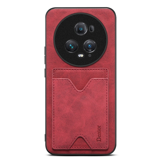 For Honor Magic5 Ultimate Denior PU Back Cover Card Slot Holder Phone Case(Red) by Denior
