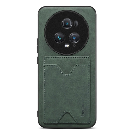 For Honor Magic5 Ultimate Denior PU Back Cover Card Slot Holder Phone Case(Green) by Denior