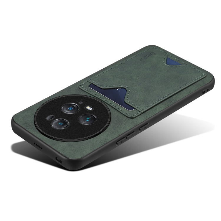 For Honor Magic5 Ultimate Denior PU Back Cover Card Slot Holder Phone Case(Green) by Denior