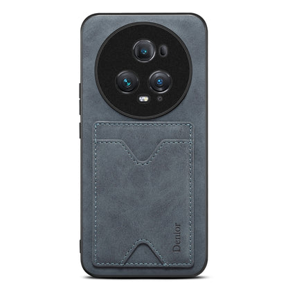 For Honor Magic5 Ultimate Denior PU Back Cover Card Slot Holder Phone Case(Grey) by Denior