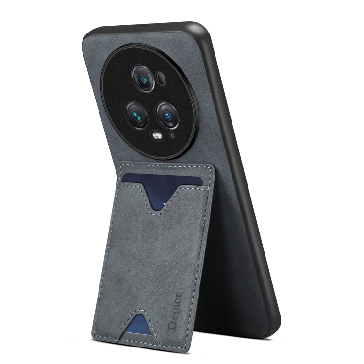 For Honor Magic5 Ultimate Denior PU Back Cover Card Slot Holder Phone Case(Grey) by Denior
