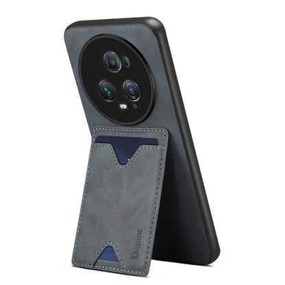 For Honor Magic5 Ultimate Denior PU Back Cover Card Slot Holder Phone Case(Grey) by Denior