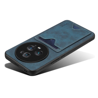 For Honor Magic5 Ultimate Denior PU Back Cover Card Slot Holder Phone Case(Blue) by Denior
