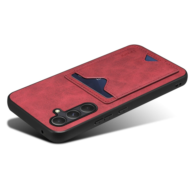 For Samsung Galaxy A14 5G Denior PU Back Cover Card Slot Holder Phone Case(Red) by Denior