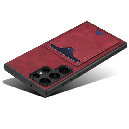 For Samsung Galaxy S24 Ultra 5G Denior PU Back Cover Card Slot Holder Phone Case(Red) by Denior