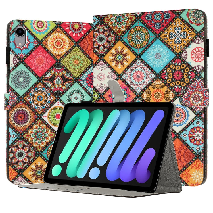For iPad mini 6 / mini 2024 Painted Leather Smart Tablet Case(Ethnic Style) by bashfashion