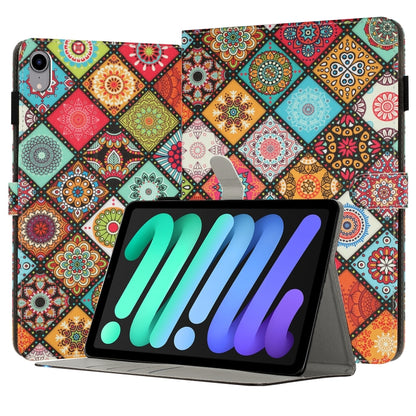 For iPad mini 6 / mini 2024 Painted Leather Smart Tablet Case(Ethnic Style) by bashfashion