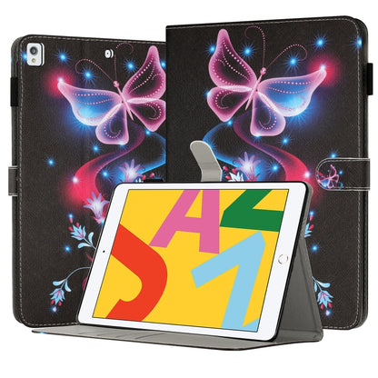 For iPad 10.2 2021 / 2020 Painted Leather Smart Tablet Case(Fluorescent Butterflies) by bashfashion