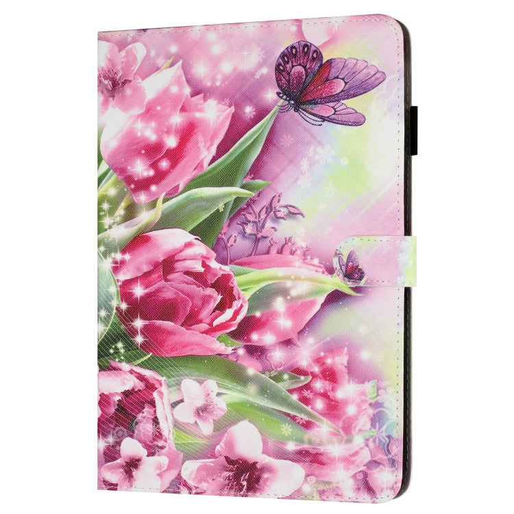 For iPad Pro 11 2022 / 2021 / 2020 Painted Leather Smart Tablet Case(Rose Butterfly) by bashfashion