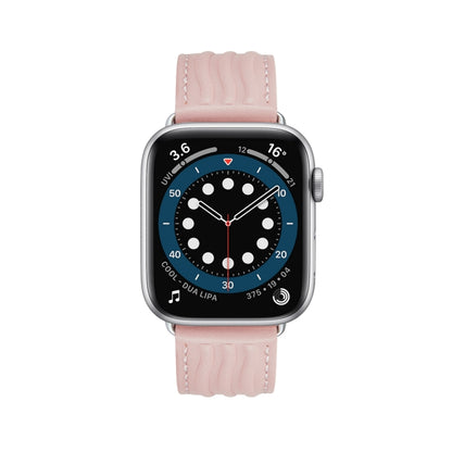 Embossed Line Genuine Leather Watch Band For Apple Watch Ultra 49mm(Pink) by bashfashion