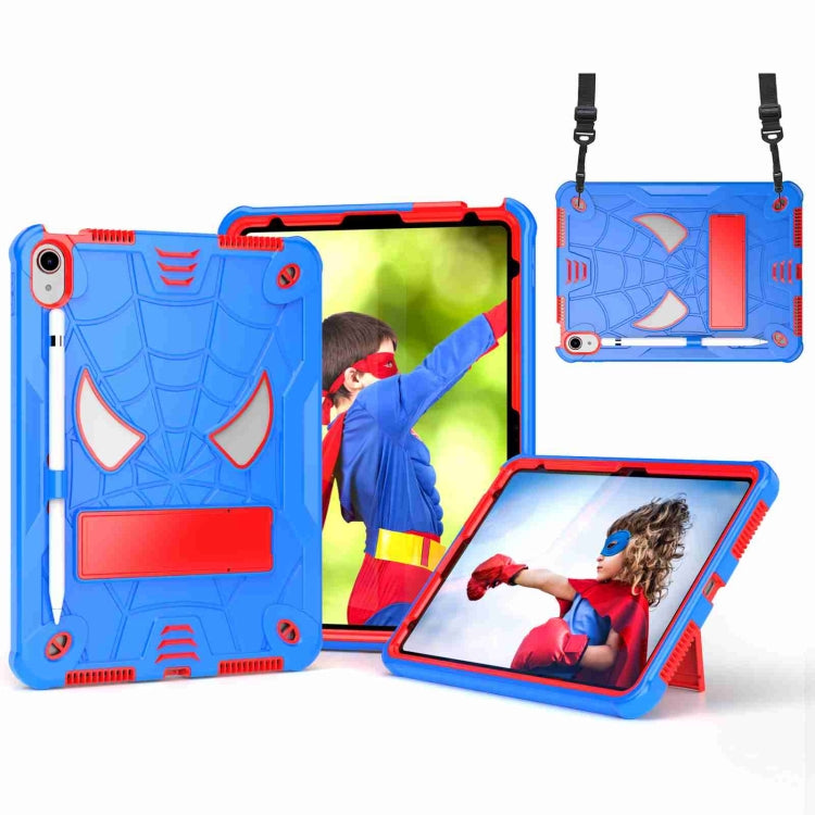 For iPad 2025 / 2022 Spider Texture Silicone Hybrid PC Tablet Case with Shoulder Strap(Blue + Red) by bashfashion