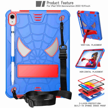 For iPad 2025 / 2022 Spider Texture Silicone Hybrid PC Tablet Case with Shoulder Strap(Blue + Red) by bashfashion