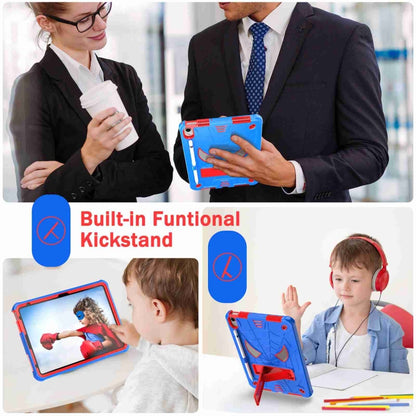 For iPad 2025 / 2022 Spider Texture Silicone Hybrid PC Tablet Case with Shoulder Strap(Blue + Red) by bashfashion
