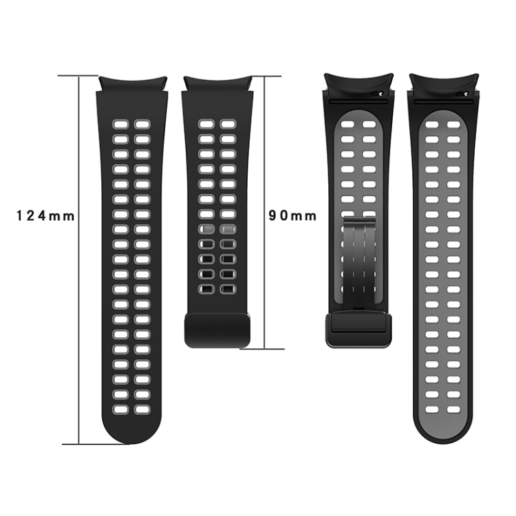 For Samsung Galaxy Watch5 Double-row Hole Folding Buckle Silicone Watch Band(Black) by bashfashion