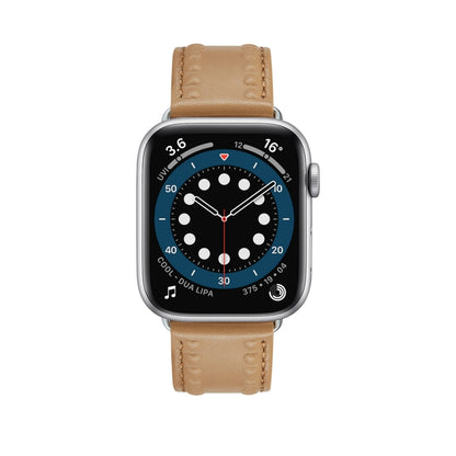 Embossed Love Genuine Leather Watch Band For Apple Watch Ultra 49mm(Khaki) by bashfashion