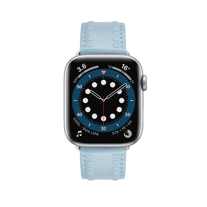 Embossed Love Genuine Leather Watch Band For Apple Watch Ultra 49mm(Blue) by bashfashion