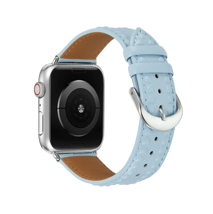 Embossed Love Genuine Leather Watch Band For Apple Watch Ultra 49mm(Blue) by bashfashion