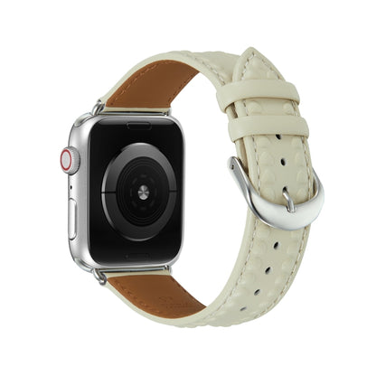 Embossed Love Genuine Leather Watch Band For Apple Watch 4 44mm(Milky White) by bashfashion