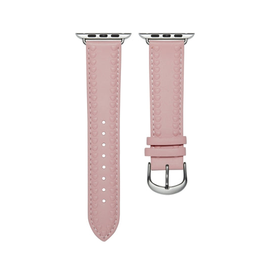 Embossed Love Genuine Leather Watch Band For Apple Watch 3 38mm(Pink) by bashfashion