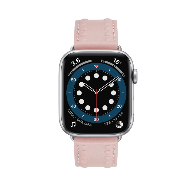 Embossed Love Genuine Leather Watch Band For Apple Watch 3 42mm(Pink) by bashfashion