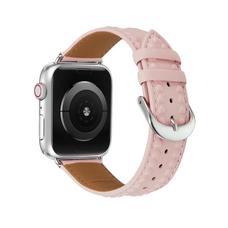 Embossed Love Genuine Leather Watch Band For Apple Watch 3 42mm(Pink) by bashfashion