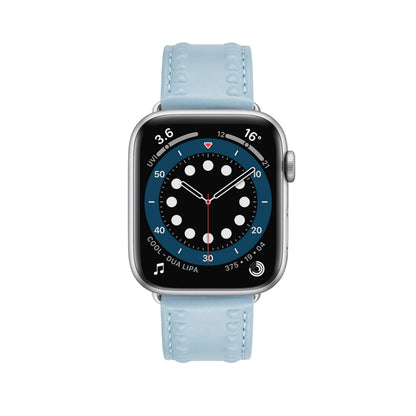 Embossed Love Genuine Leather Watch Band For Apple Watch Ultra 2 49mm(Blue) by bashfashion