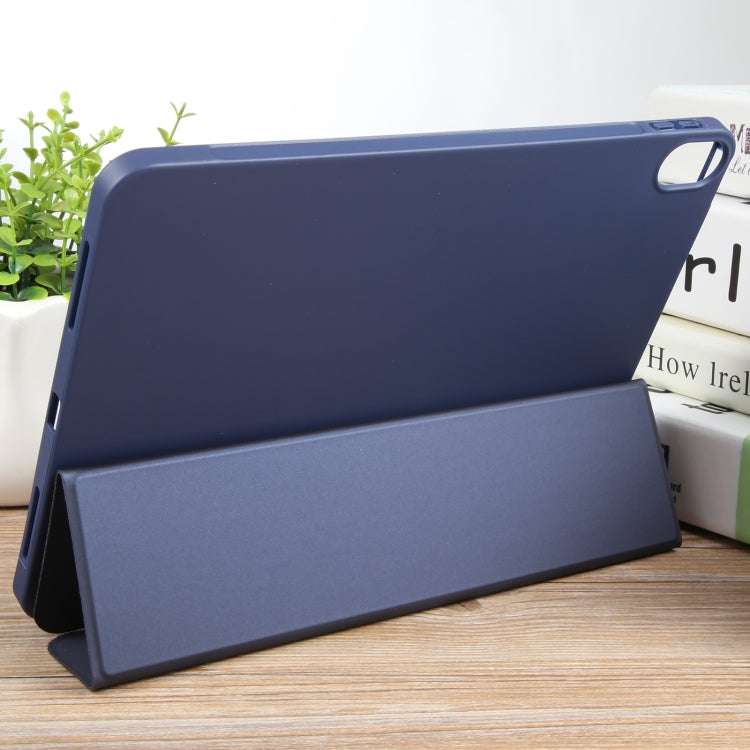 For iPad 10.9 2022 / Air 5 / Air 4 GEBEI 3-folding Holder Shockproof Flip Leather Tablet Case(Dark Blue) by GEBEI