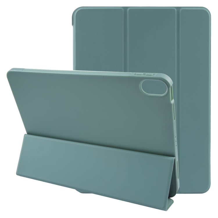 For iPad 10.9 2022 / Air 5 / Air 4 GEBEI 3-folding Holder Shockproof Flip Leather Tablet Case(Dark Green) by GEBEI