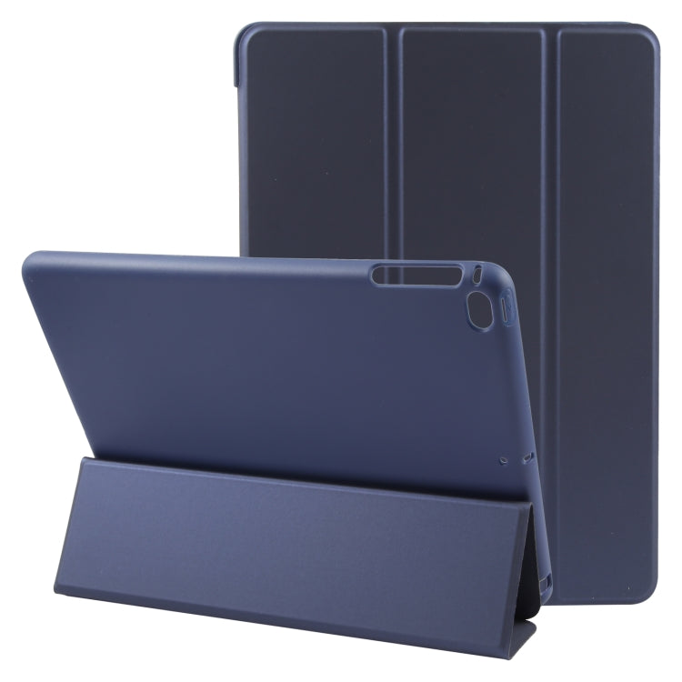For iPad 9.7 2018 & 2017 / Air / Air2 GEBEI 3-folding Holder Shockproof Flip Leather Tablet Case(Dark Blue) by GEBEI