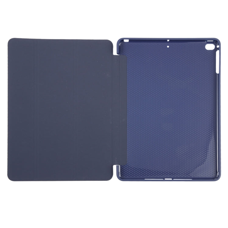 For iPad 9.7 2018 & 2017 / Air / Air2 GEBEI 3-folding Holder Shockproof Flip Leather Tablet Case(Dark Blue) by GEBEI