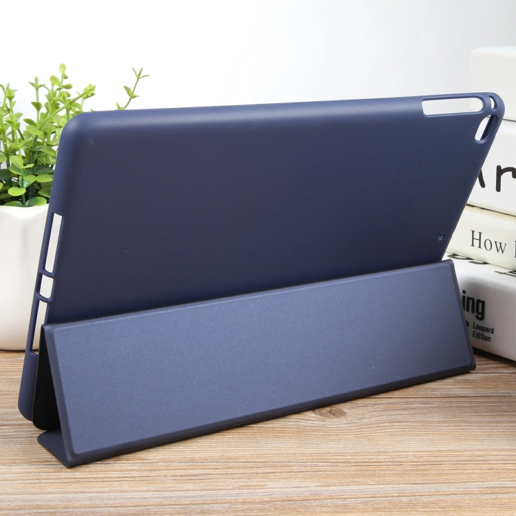 For iPad 9.7 2018 & 2017 / Air / Air2 GEBEI 3-folding Holder Shockproof Flip Leather Tablet Case(Dark Blue) by GEBEI