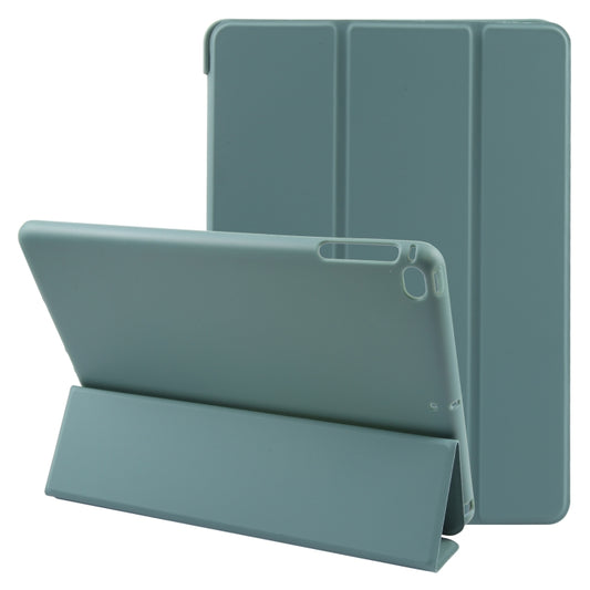 For iPad 9.7 2018 & 2017 / Air / Air2 GEBEI 3-folding Holder Shockproof Flip Leather Tablet Case(Dark Green) by GEBEI