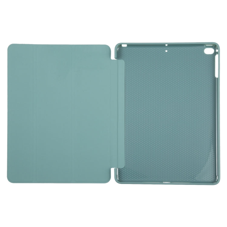 For iPad 9.7 2018 & 2017 / Air / Air2 GEBEI 3-folding Holder Shockproof Flip Leather Tablet Case(Dark Green) by GEBEI