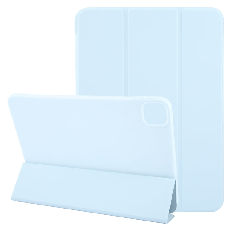 For iPad Air 11 2025 / 2024 GEBEI 3-folding Holder Shockproof Flip Leather Tablet Case(Sky Blue) by GEBEI