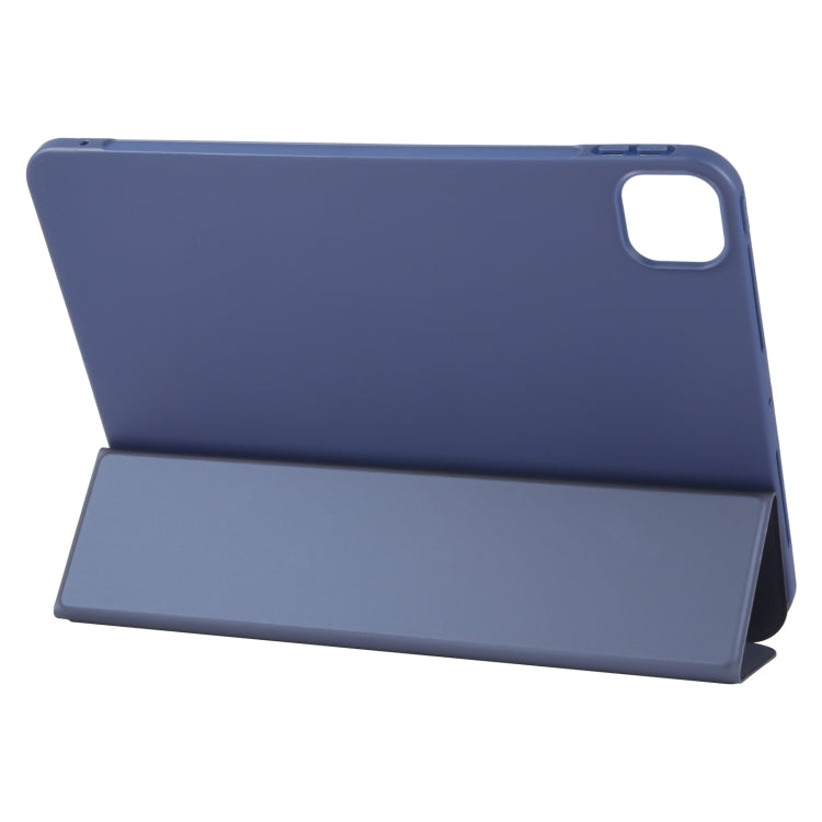 For iPad Air 11 2025 / 2024 GEBEI 3-folding Holder Shockproof Flip Leather Tablet Case(Dark Blue) by GEBEI