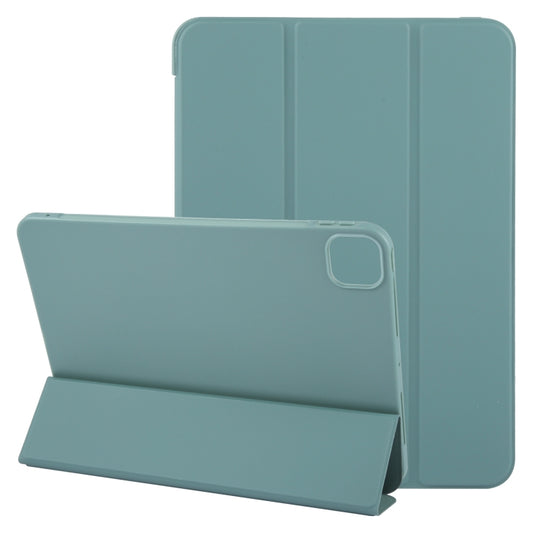 For iPad Air 11 2025 / 2024 GEBEI 3-folding Holder Shockproof Flip Leather Tablet Case(Dark Green) by GEBEI