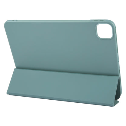 For iPad Air 11 2025 / 2024 GEBEI 3-folding Holder Shockproof Flip Leather Tablet Case(Dark Green) by GEBEI