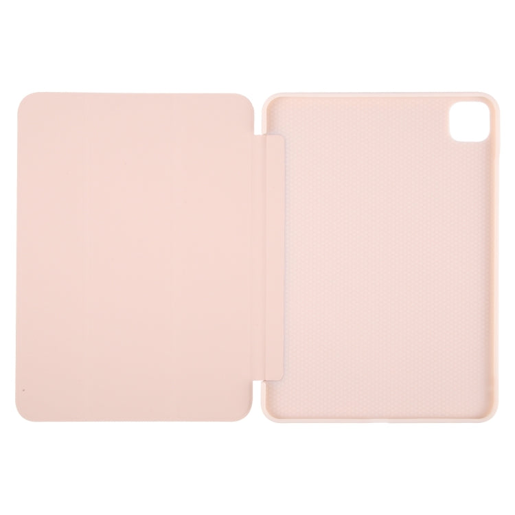 For iPad Air 11 2025 / 2024 GEBEI 3-folding Holder Shockproof Flip Leather Tablet Case(Pink) by GEBEI